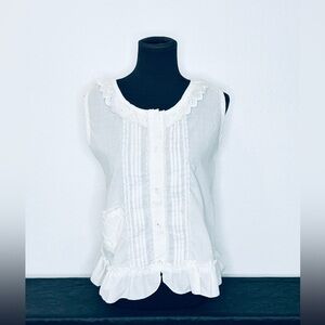 Women's Elegant White Lace Trim Sleeveless Top